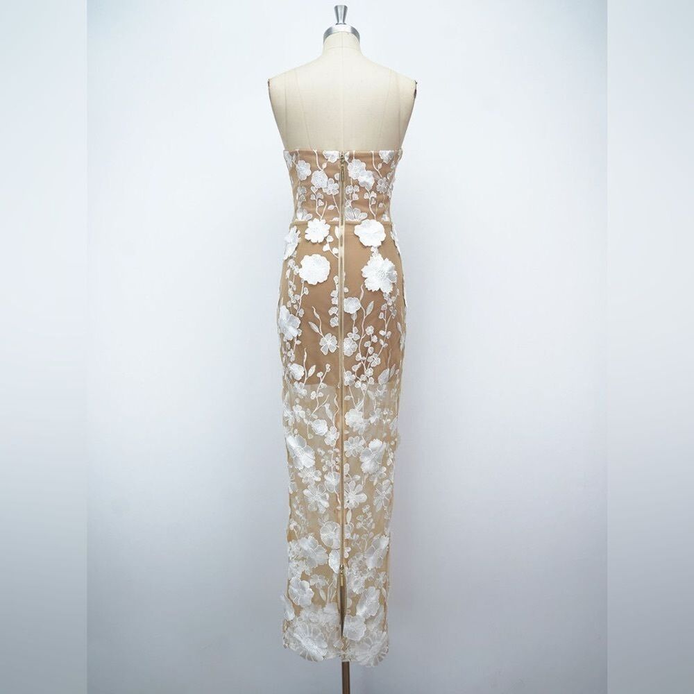 Bronx and Banco Strapless White Floral Appliqué Maxi Dress - Picture 13 of 16
